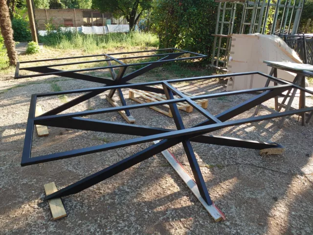 BASE / GAMBE tavolo in ferro a stella design industriale 240x100x71 cm nero  EUR 350,00 - PicClick IT