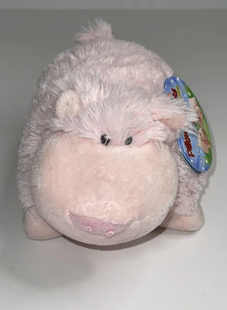 Pillow Pets Pee Wees Pig Plush Pink Stuffed Animal Folds Up Toy Adoable Tags On