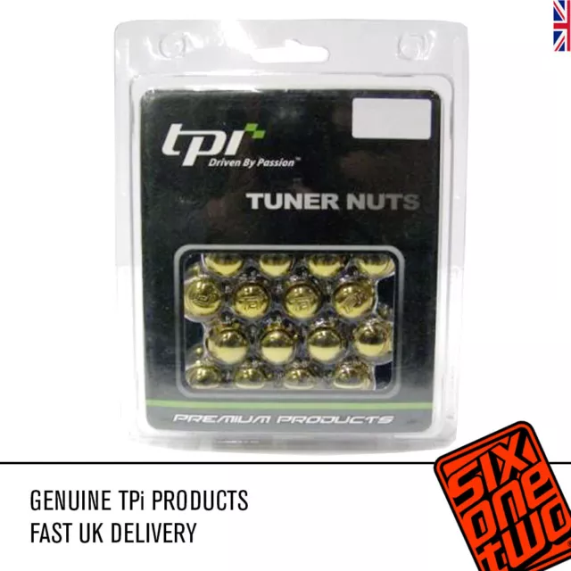 20 x TPI SD Tuner Style Gold Wheel Nuts & Locks - Closed End Type M12 x 1.50