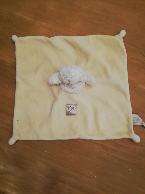 O/ Doudou Moulin Roty Basile Et Lola Ours Plat Carré Blanc Beige