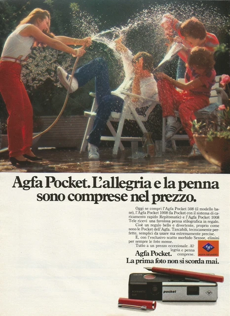 U0461 Macchina fotografica AGFA POCKET, Pubblicità vintage 1981, 20 x 28 cm