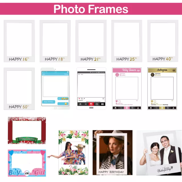 16-50th Birthday Photo Booth Frame Selfie Baby Shower Wedding Instagram Decor