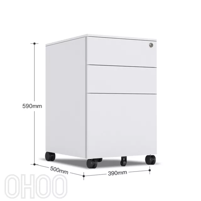 OHOO Mobile Filing Cabinet Drawer Lockable File Storgae Cupboard FOR Home Office 3