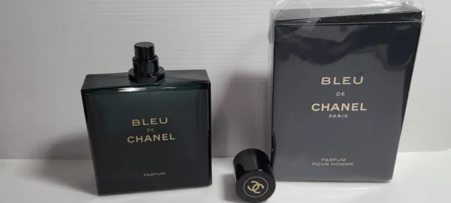 BLEU DE CHANEL PARFUM POUR HOMME EMPTY BOTTLE+BOX w/Magnetic Cap