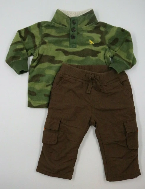 Baby Boy Carters Gymboree 2-Pc Camo Pullover Shirt Pants Outfit Set Size 6 Mos