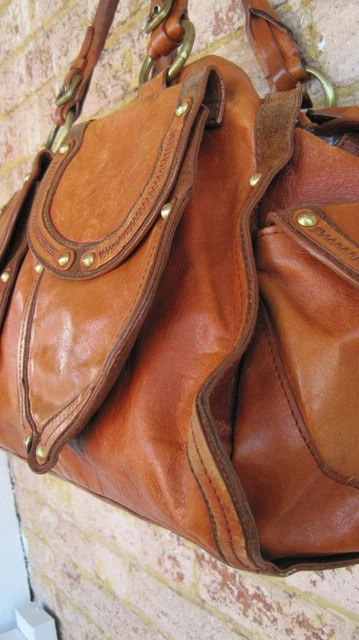 Sondra Roberts Brown Leather Retro Duffel Weekender Satchel Tote Shoulder Bag 18