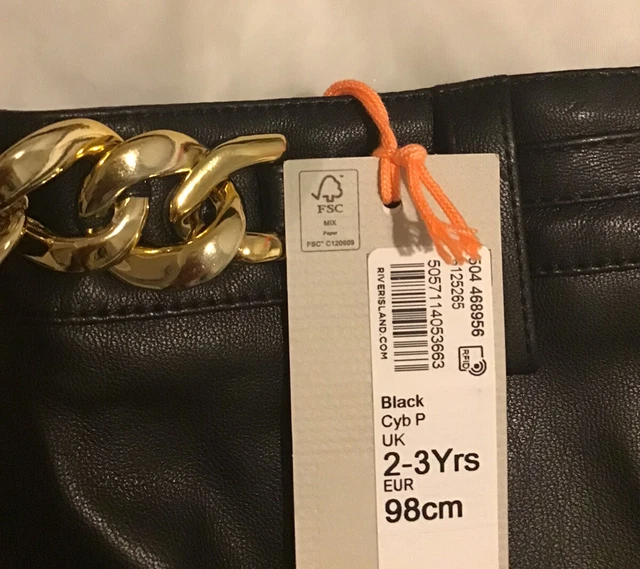 River island mini girls aged 2-3 Years pleated faux leather skirt outfit BNWT 9