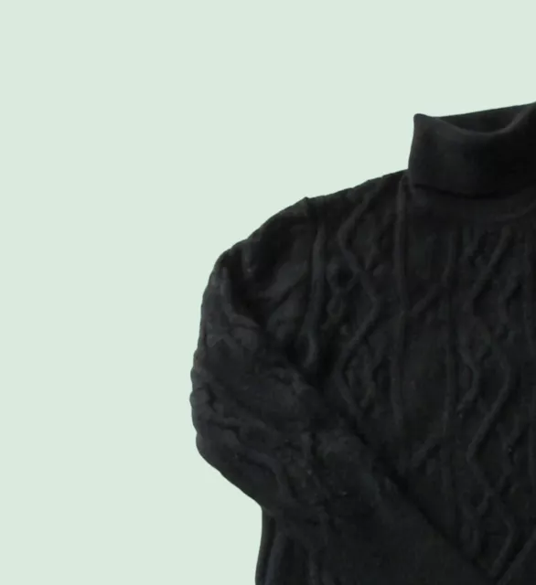 Men's Neil Barrett Black Distressed Grunge Cable Knit Turtleneck Sweater Italy