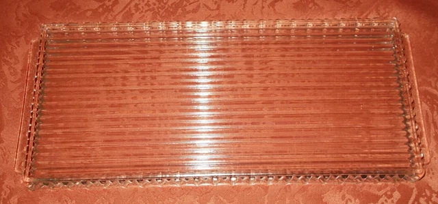 ALTE KUCHEN-PLATTE GLASPLATTE Geriffelt 35x15cm Kastenform Königskuchen ...