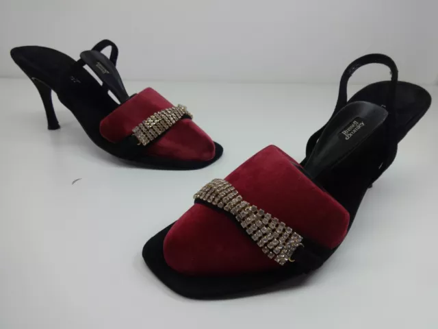 Womens Shoes Size 8 LK Bennett Black Suede Strappy Slip On Diamante Heels EUR41