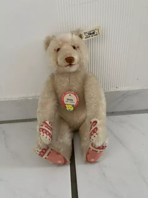 steiff teddy bär Dicky 1930 weiß 25 cm. Replica von 1992 limitierte 9000 Stück