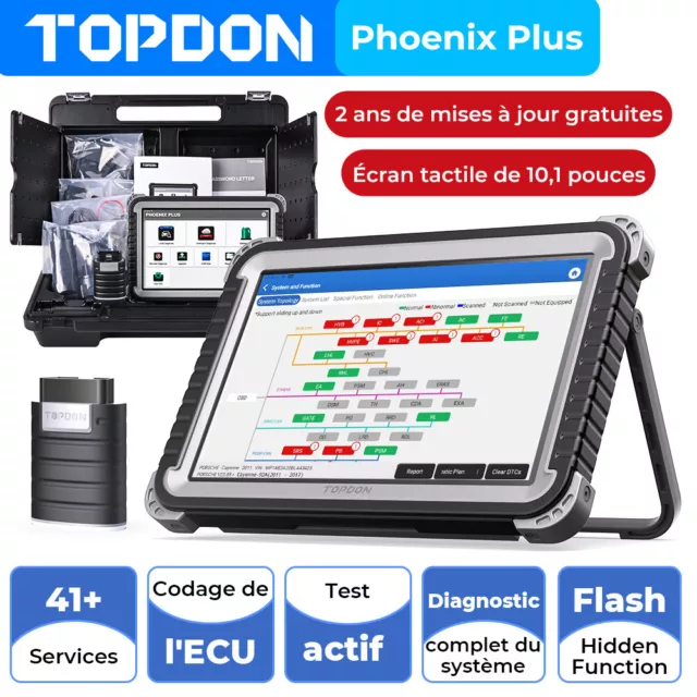 HOT TOPDON Phoenix Plus Pro Diagnostic automobile OBD2 Scanner ECU Key Coding FR