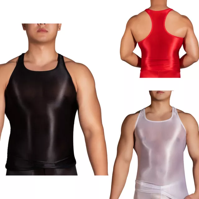 Mens Sports Bra Crop Tank Top Stretchy Sleeveless Muscle T-shirt Clubwear Tees