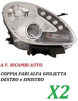 DEPO COPPIA FARI FANALE proiettore ant DX SX ALFA GIULIETTA DAL 2010 IN POI P/Cromata 