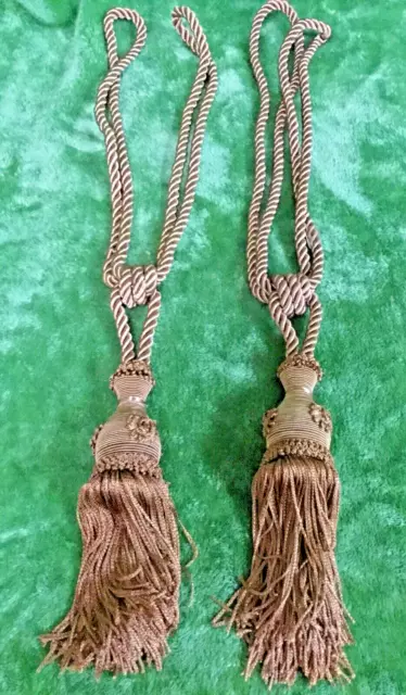 New 2 Curtain Window Tassel Drape Tiebacks Vintage Coffee Gold Color 1 Pair HD