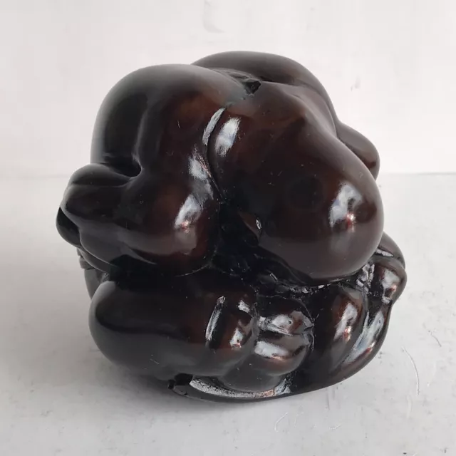 Vintage Carved Ironwood Wooden Weeping Buddha Yogi Monk Figure Sculpture 3.5” H