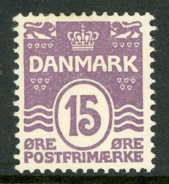 Denmark 1905 Wavy Lines 15 Ore Lilac Perf 13 Scott #63 Mint B283