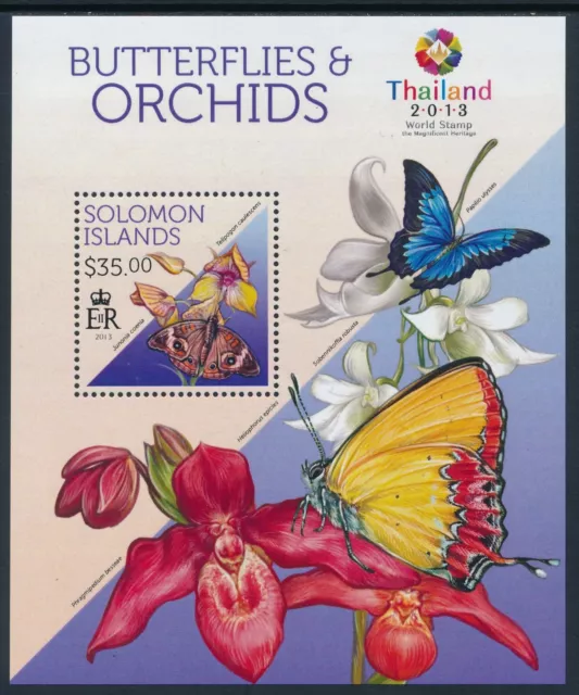 2013 Solomon Islands Orchids & Thailand Mini Sheet ($35) Fine Mint Mnh