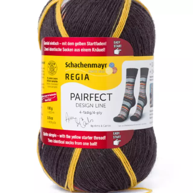 € 97,5 / KG) Regia Design Ligne 100g Laine pour Chaussettes Couleur Pairfect