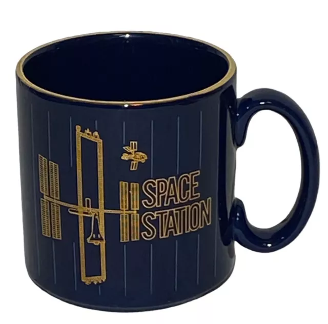 General Electric GE Space Station Made In England Blue Coffee Mug Advertising