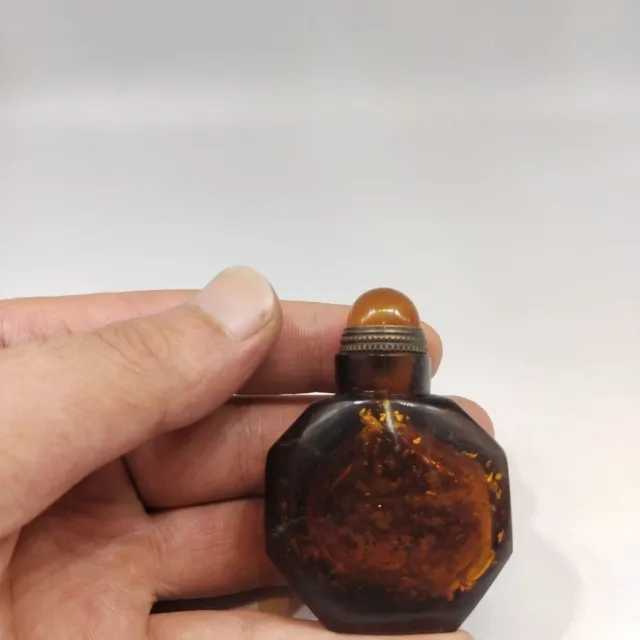Exquisite Chinese Collector's Grade Glazed Gold Sprinkled Snuff Bottle