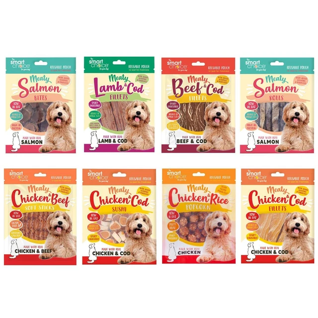 Smart Choice Meaty Chicken Beef Lamb Cod Rice Dog Puppy Treats Reward Chew Food