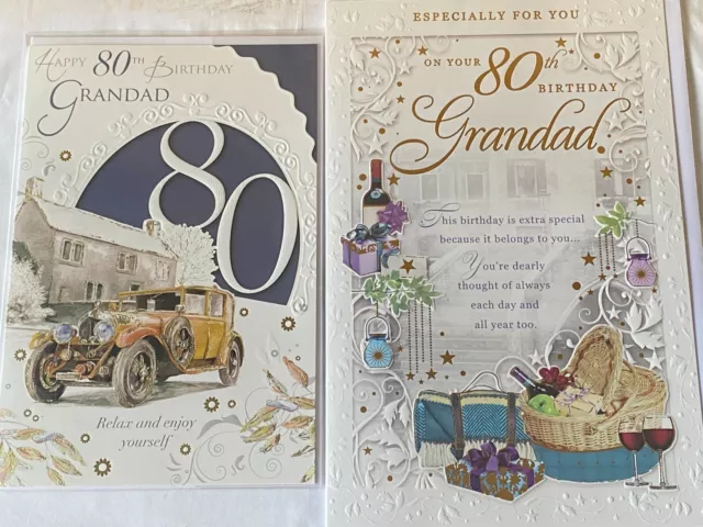 New Individual Grandad 80Th Age 80 Eighty Birthday Card Brand New Foil