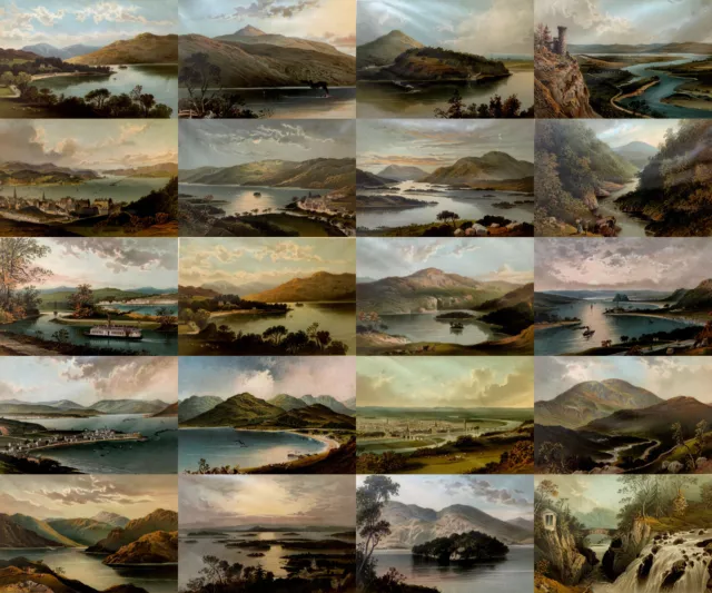 MOUNTED Scenic Views Of Scotland Antique Chromolithograph Choice of 20 Prints