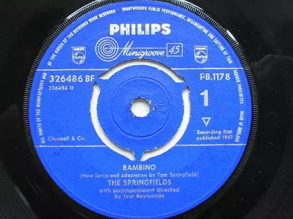Springfields Bambino 7" Philips PB1178 EX 1961 Bambino/Star Of Hope