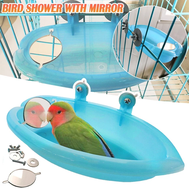 PARROT BATHTUB PET Cage Accessories Bird Budgie Bath Shower Box Cage w
