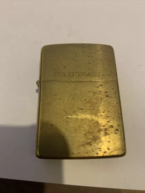 Vintage Zippo Solid Brass Petrol Pocket Lighter