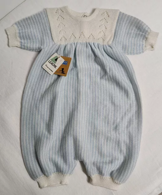 BNWT Vintage 0-3mth Baby Boy Girl Soft Knit Bodysuit One Piece MODA INFANTIL #B6