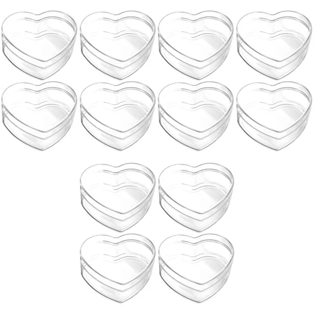 12 PIEZAS cajas de caramelos de corazón tratamiento transparente