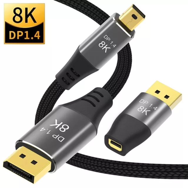 8K @ 60Hz 4K @ 144Hz DisplayPort 1.4 Cordon de conversion Mini câble DP à DP