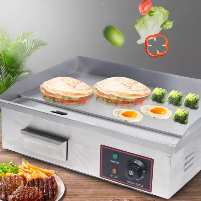 3kW 220v Portable Tabletop Flat Top Grill Electric Griddle Outdoor BBQ Camping