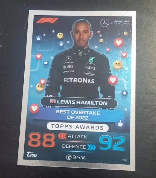 2023 Topps Turbo Attax F1 Formula 1 Lewis Hamilton Silver 2022 Award Winner