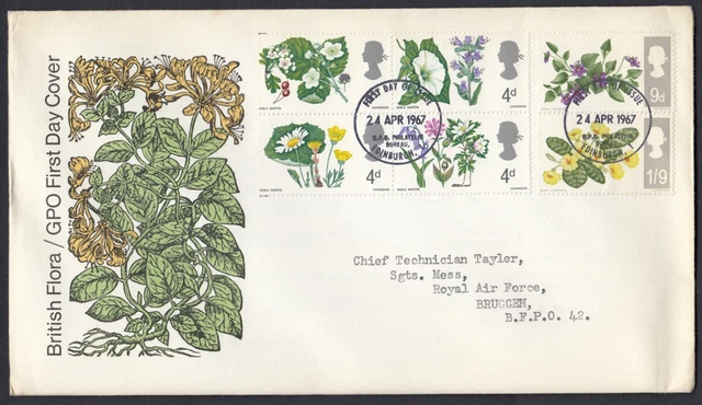 GB 1967  British Wild Flowers First Day Cover Bureau FDI postmark
