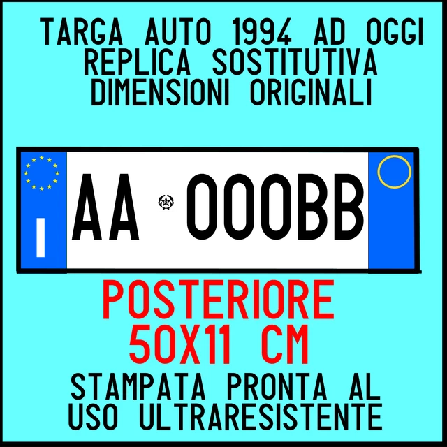 TARGA AUTO REPLICA SOSTITUTIVA ANT.+ POST. IN ALLUMINIO ART - Foto 9