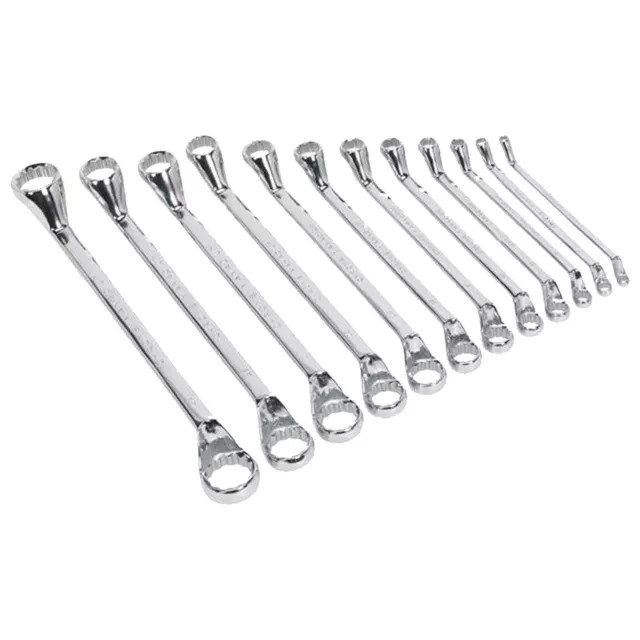 12pc Ring Spanner Set Metric Offset Double Ring 6 - 32mm CR-V Steel