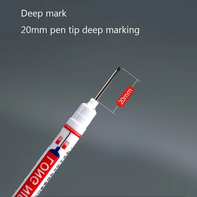 Long Head Marker Woodworking Multi-purpose Deep Hole Marker Pen Decor (Red)