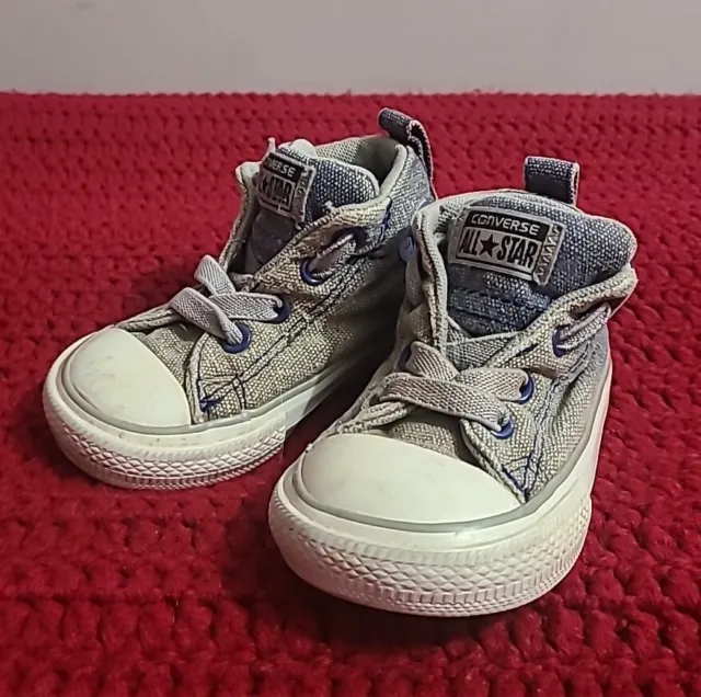 Converse Unisex Baby First Star High Top Sneaker Blue Gray Denim Size 5