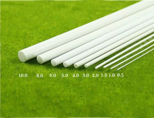 5x White ABS Plastic Rod Round Solid Bar DIY Model Material 250mmx1/2/3/4/5/6mm