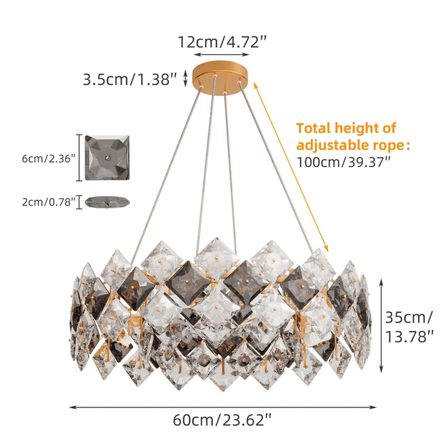 Diamond Crystal Chandelier Large Pendant Ceiling Light Duplex House Living Room