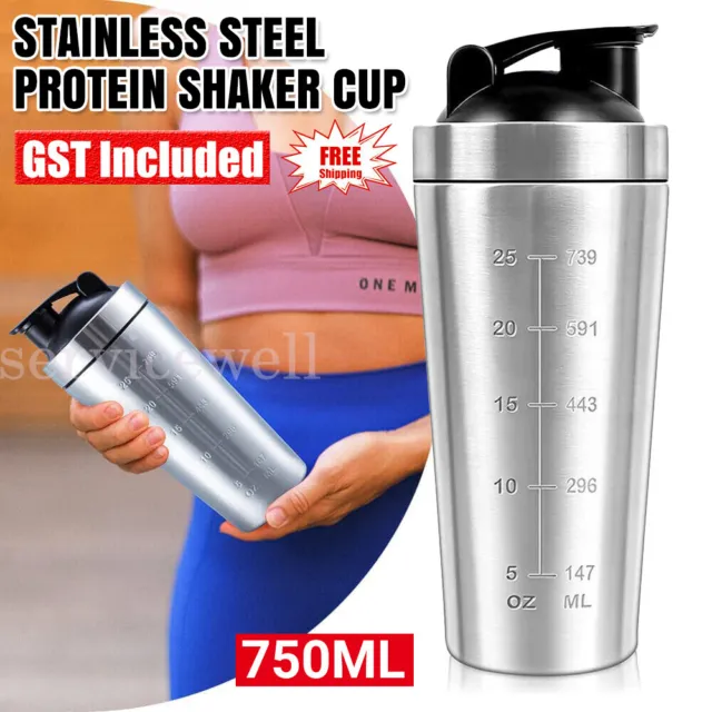 1/2x750ml gym Shaker Sports Water Bottle Cup Protein Mixer Stirring Ball Fitness