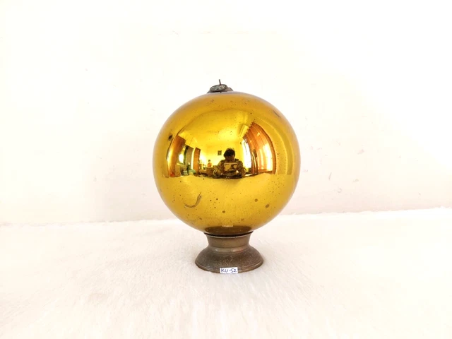Antique Allemand Kugel Décorations Vert Verre BALL Mercury Ruche