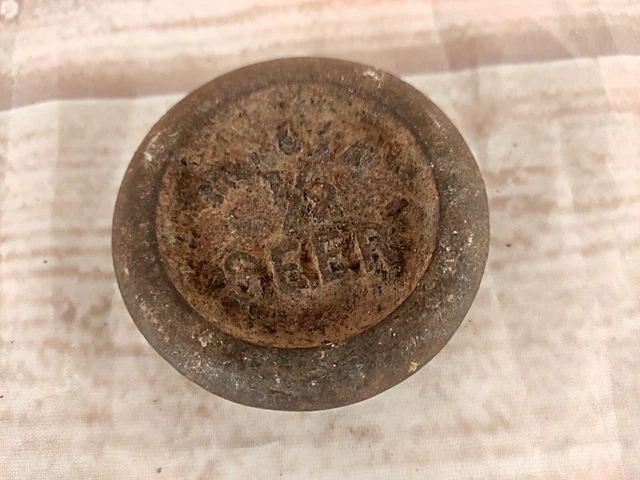Antique Vintage M.L.A. Marked 1/2 Seers Mercantile Iron Weight Measurement India W4