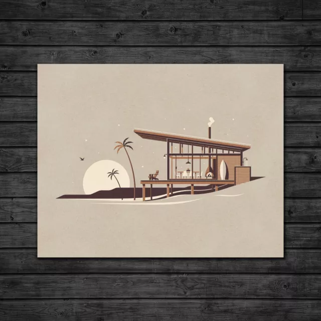 DKNG La Jolla (14"x11" Modern Beach House/Cabin, Silkscreen Art Print/Poster)