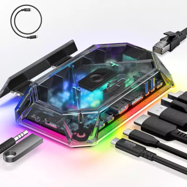 JSAUX RGB Docking Station Für Steam Deck (OLED)/ROG Ally/Lenovo Legion Go, 12-In