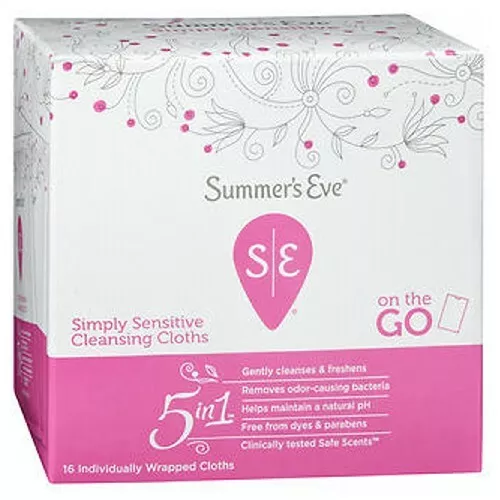 Summers Eve Féminin Démaquillage Tissus Peau Sensible Été 16 Chaque Par Été