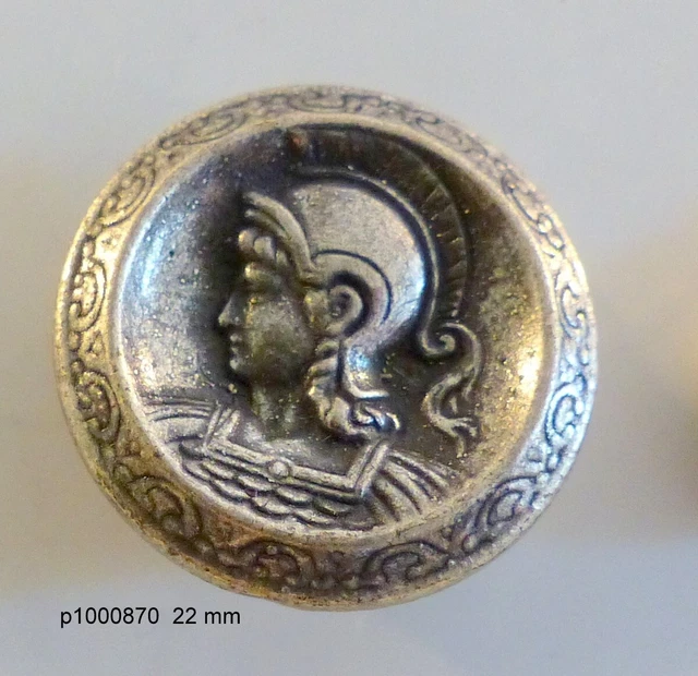 Bouton Ancien   Tete de guerrier   22  mm  1000870